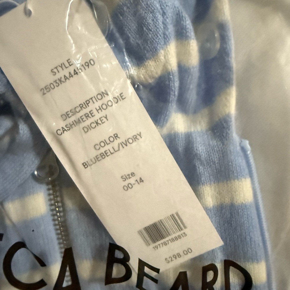 Veronica beard Dickey insert blue striped cashmere nwt 00-14 / one size - Picture 7 of 8